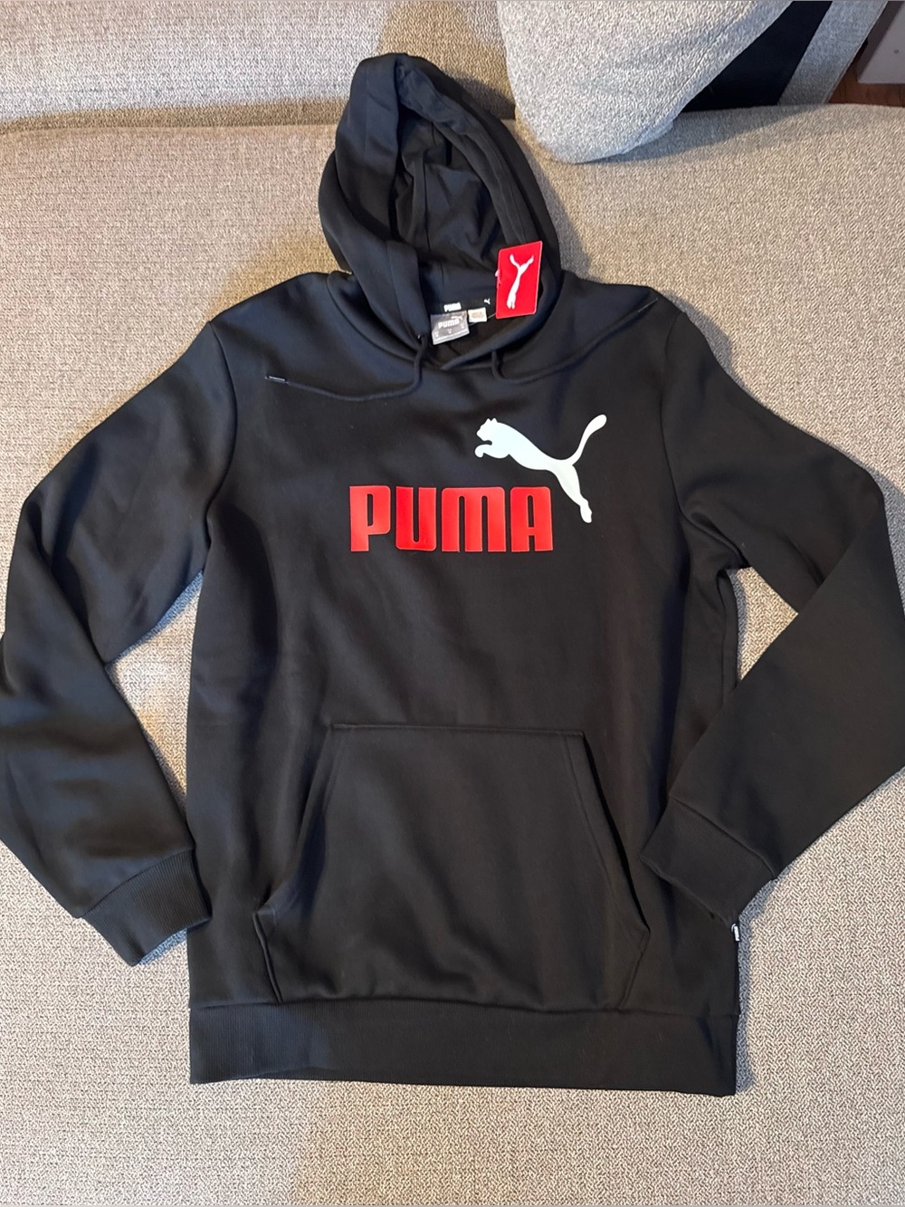 Puma Black Hoodie with Red Logo and White Cat